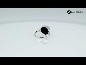 Wholesale sterling silver pear bezel Single stone ring with Black Onyx