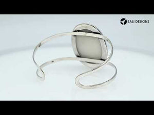Wholesale Sterling Silver Cuff Bracelet With Oval Mother Of Pearl Centerpiece