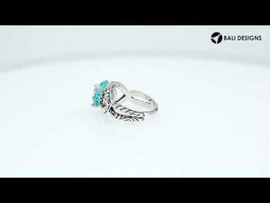 Sterling Silver Blue Topaz Quartz Rope Design Heritage Ring With Balinese Craft Detailing.