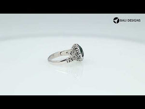 Wholesale Sterling Silver pear shape Green Quartz faceted ring with Balinese swirl design