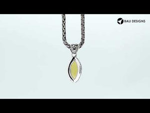 Citrine Quartz marquise pendant in sterling silver with Balinese scroll design, wholesale handcrafted jewelry from Bali.