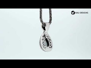 Wholesale sterling silver Mystic Topaz Quartz pear shape pendant with enhancer bail and Balinese handicraft design handcrafted in Bali