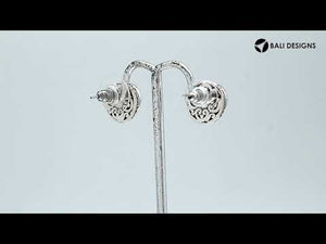 Wholesale Sterling Silver Round Black Onyx Stud Earrings With Bali Rope Bezel Handcrafted In Bali