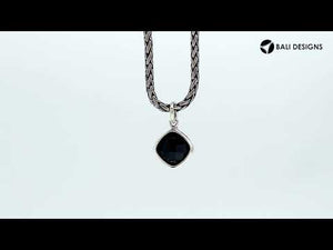 Black Onyx 925 silver cushion-cut pendant for wholesale jewelry orders
