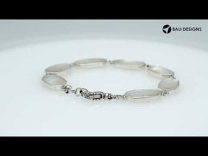 Silver Bracelet With Mother Of Pearl And Lobster Lock In 925 Sterling Silver For Wholesale