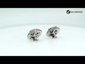 Sterling silver round floral earrings with multi quartz stones