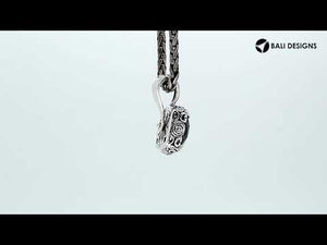 terling Silver Square Pendant With Green Amethyst Quartz And Balinese Floral Design For Wholesale