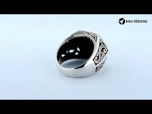 Sterling Silver Hexagon Shape Designer Statement Ring With Red Coral For Wholesale