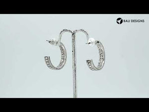 Sterling silver hoop earrings with rope and dot detailing