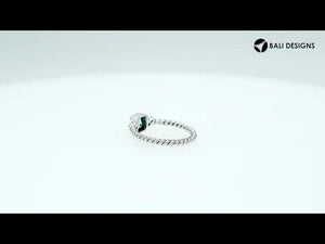 Wholesale sterling silver Blue Topaz Quartz square rope band ring handcrafted in Bali.