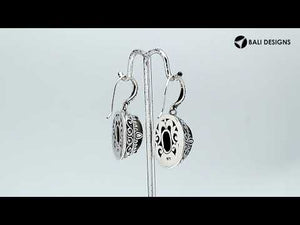 Sterling silver oval drop earrings with Labradoite and ornate oxidized silver detailing for wholesale collections.