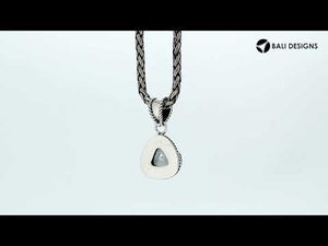 Sterling Silver Mystic Topaz Quartz Trillion Pendant with rainbow effect handcrafted in Bali