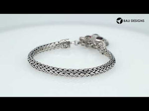 Wholesale Sterling Silver Woven Bracelet With Garnet Quartz Heart Medallion