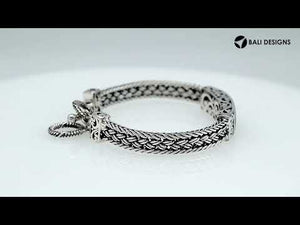 Sterling silver bracelet with Abalone Shell inlay and toggle lock handcrafted in Bali.