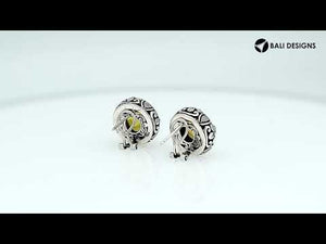Wholesale sterling silver Citrine Quartz floral crown earrings with polished finish and Omega Clip lock.