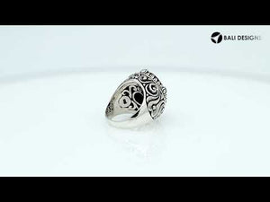 Amethyst Quartz Oval Sterling Silver Balinese Ring Handcrafted In Indonesia