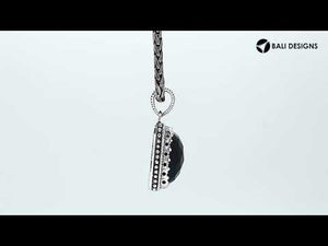 Black Onyx 925 Sterling Silver Pendant with ornate handcrafted Bali design