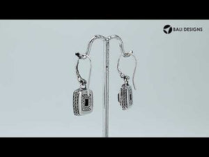 Wholesale sterling silver square earrings with Mystic Quartz and detailed beaded frame.