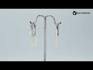 Mother Of Pearl sterling silver geometric hoop earrings