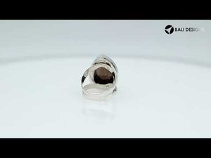 Sterling Silver Ring With Smoky Quartz, Teardrop Bezel Designer Ring, Mirror Polished Finish