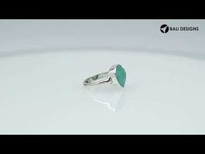 Wholesale sterling silver pear bezel double stone ring with Green Chalcedony Quartz