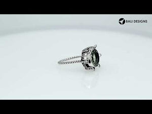 Wholesale Sterling Silver Green Amethyst Quartz Ring With Twisted Rope Band & Ornate Crown Setting Handcrafted In Bali