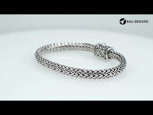 Sterling Silver & 18K Gold Bali Wheat Bracelet Featuring Swirl Engraved Dual-Tone Clasp And Detailed Balinese Artisan Weave