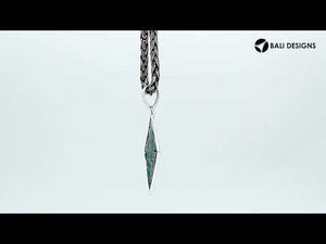 Sterling silver geometric diamond pendant with Abalone Shell handcrafted in modern Balinese design