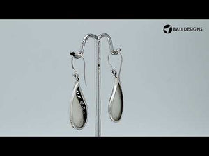 Wholesale sterling silver teardrop earrings with luminous Mother of Pearl inlay and Balinese scroll detailing, handcrafted in Bali