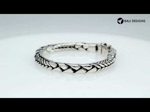 925 sterling silver 6 mm Bali chain bracelet with oxidized polished finish and secure clasp.
