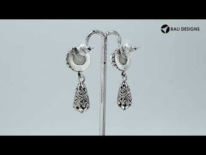 Sterling silver earrings with Mabe Pearl tops and Bali-style filigree teardrop drops.