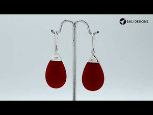 Wholesale sterling silver leaf Red Coral earrings with silver branch detailing