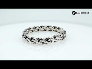 A beautifully handcrafted 925 sterling silver bracelet featuring an intricately braided chain design with a decorative clasp and polished high-gloss surface finish.