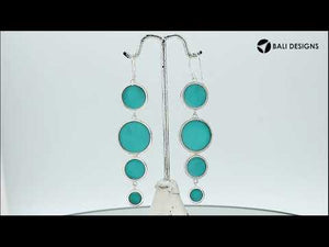Sterling Silver Turquoise Shell Tiered Multi-Circle Drop Earrings