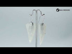 Sterling silver Mother Of Pearl dangle earrings handcrafted in Bali