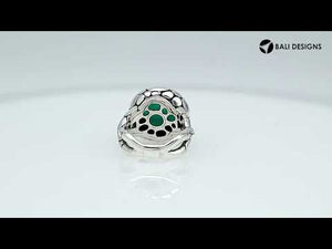 Wholesale sterling silver ring with round-cut Green Quartz in a bold Balinese bezel design.