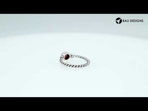 Wholesale sterling silver Garnet Quartz rope band ring handcrafted in Bali.