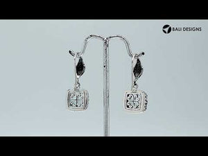 Sterling Silver Blue Topaz Quartz cushion earrings