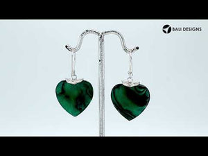 Wholesale sterling silver heart-shaped Abalone Shell earrings with handcrafted silver detailing