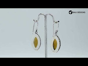 Wholesale sterling silver marquise-shaped Citrine Quartz earrings with polished finish and earwire lock.