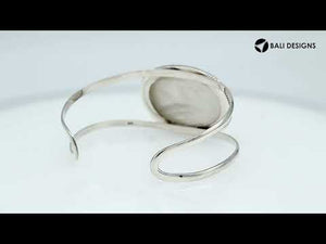 Wholesale Sterling Silver Cuff Bracelet With Oval Mother Of Pearl Centerpiece
