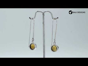 Wholesale sterling silver pear hook earrings with Citrine Quartz stone