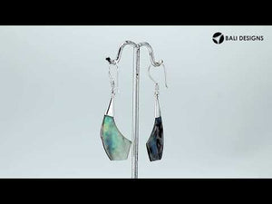 Wholesale Sterling Silver Abalone Shell Wave Edge Drop Earrings Handcrafted In Bali