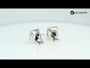 Sterling Silver Cushion Stud Earrings With Smoky Quartz