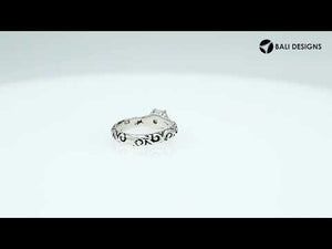 Bulk sterling silver filigree rings with round Blue Topaz Quartz, handcrafted Balinese design, 925 silver wholesale jewelry supply.