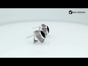 Sterling Silver Green Quartz round omega clip earrings