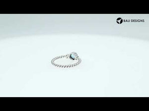 Wholesale Sterling Silver Blue Topaz Quartz Round Rope Ring – 925 Silver Jewelry From Bali