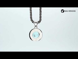 Sterling Silver Round Pendant With Lemon Quartz And Rope Bali Border