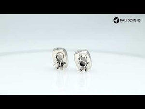 Sterling silver Smoky Quartz rectangular clip earrings, handcrafted wholesale jewelry from Bali