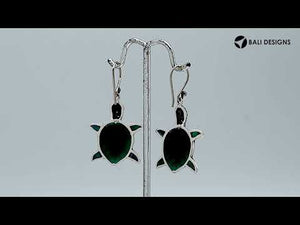 Sterling silver abalone turtle earrings with ocean-inspired design for wholesale jewelry buyers